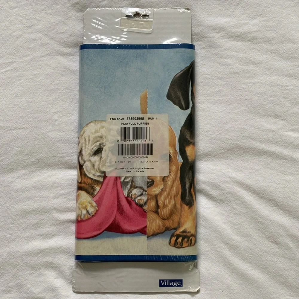Sealed & New “Playful Puppies” Village Wallpaper Trim
